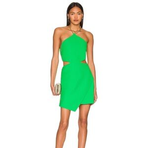 Amanda Uprichard Tyler Neon Green Halter Cutout Mini Dress